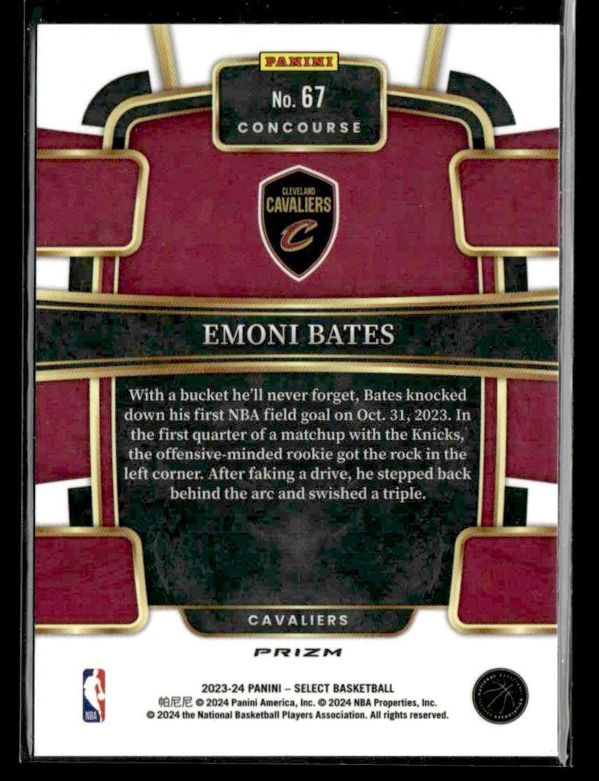 2023-24 Panini Select #67 Emoni Bates Blue Prizms
