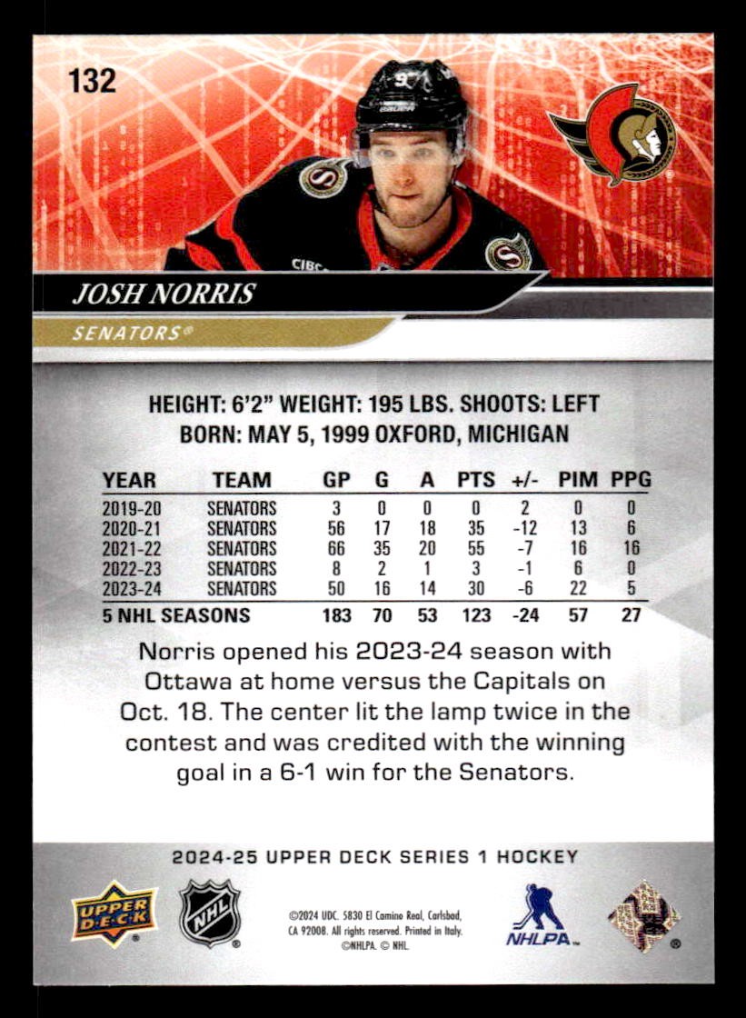 2024-25 Upper Deck #132 Josh Norris