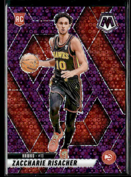 2024-25 Panini Mosaic #213 Zaccharie Risacher Fast Break Purple Mosaic #/50