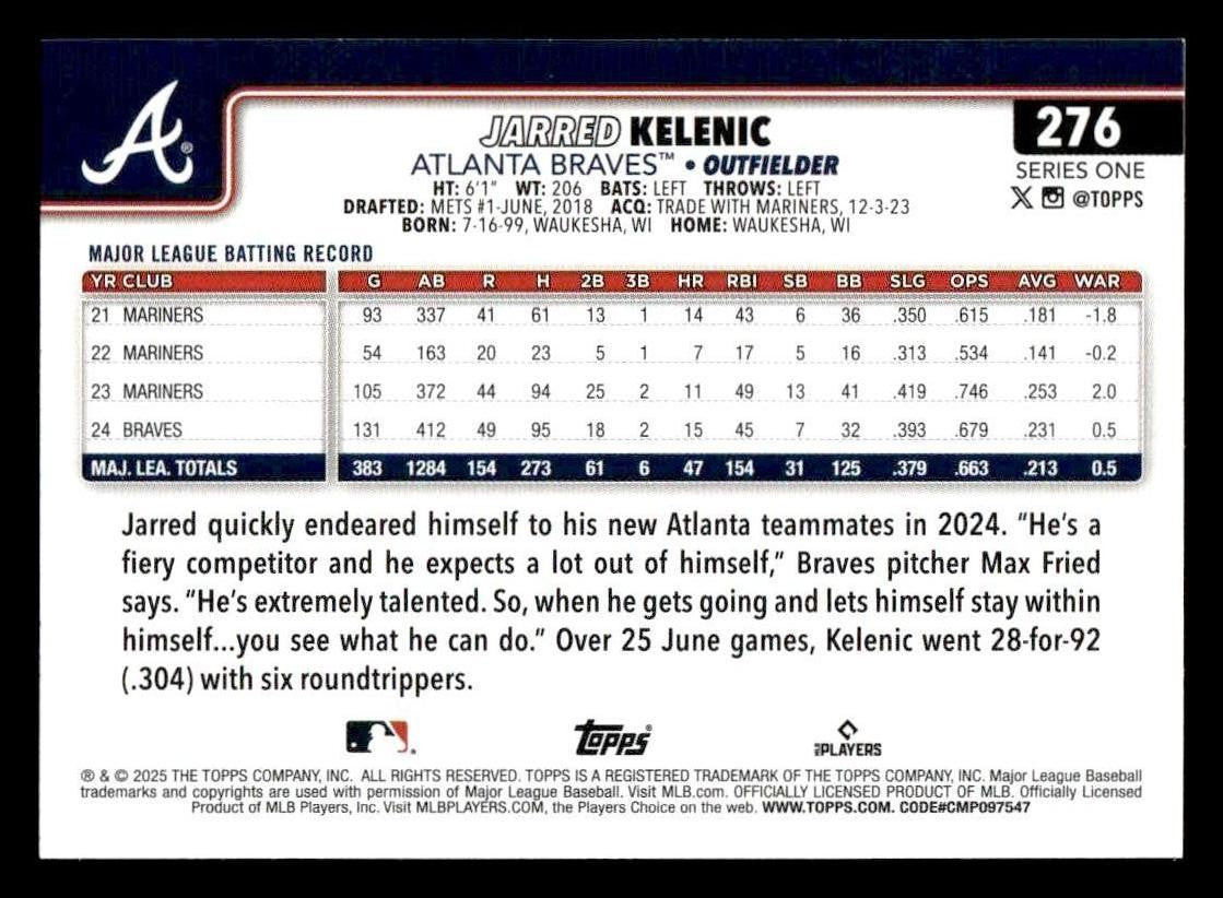 2025 Topps #276 Jarred Kelenic