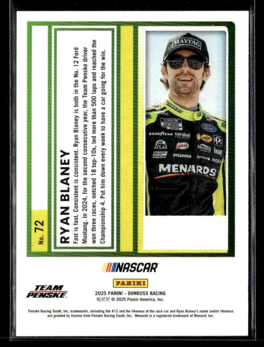 2025 Donruss #72 Ryan Blaney Purple #/99