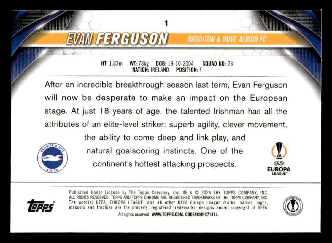 2023-24 Topps Chrome UEFA Club Competitions #1 Evan Ferguson