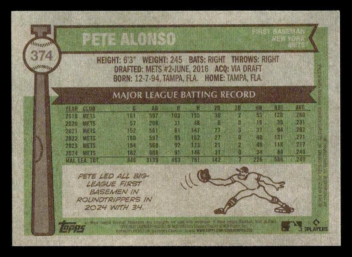 2025 Topps Heritage #374 Pete Alonso