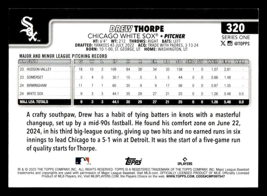 2025 Topps #320 Drew Thorpe