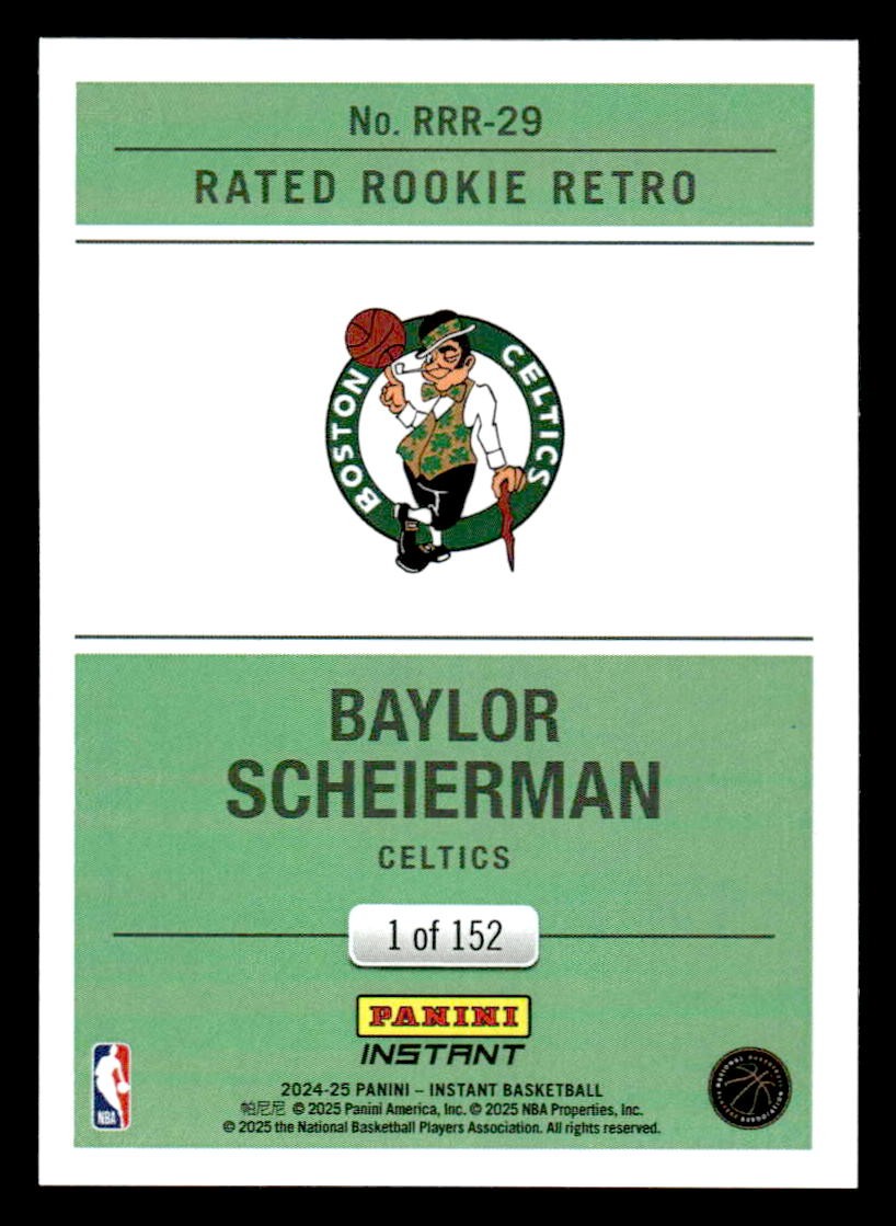 2024-25 Panini Instant #RRR-29 Baylor Scheierman Rated Rookie Retro #/152