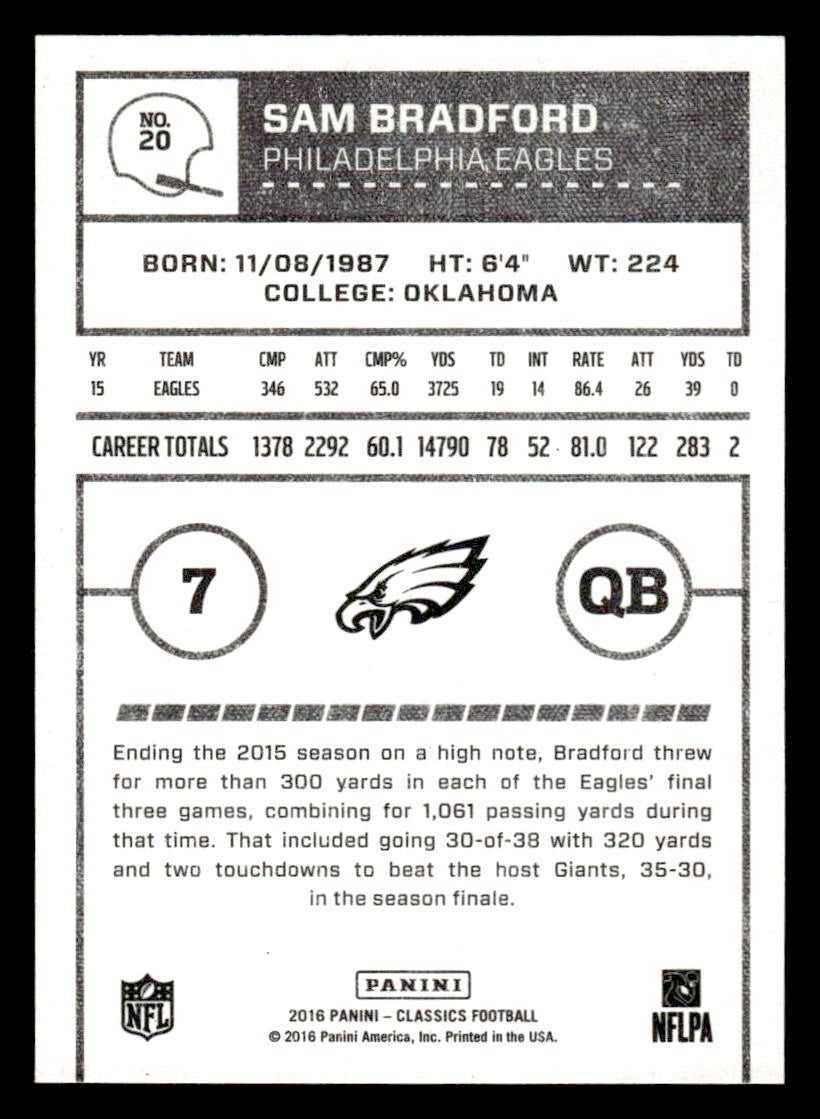 2016 Panini Classics #20 Sam Bradford