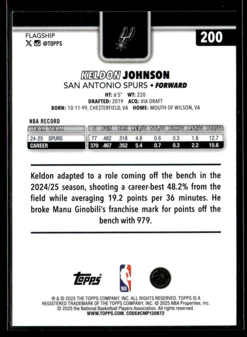 2025-26 Topps #200 Keldon Johnson