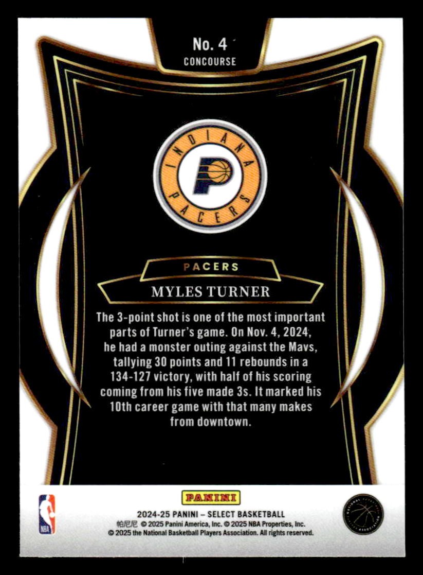 2024-25 Panini Select #4 Myles Turner