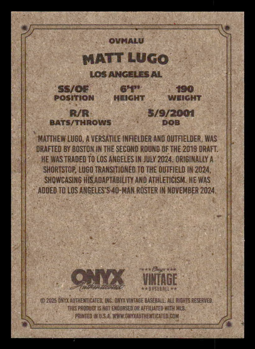 2025 Onyx Vintage #OVMALU Matthew Lugo