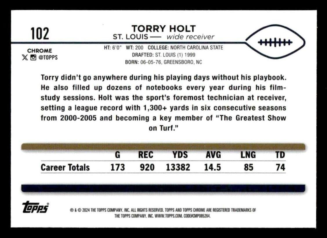 2024 Topps Chrome Sapphire Edition #102 Torry Holt