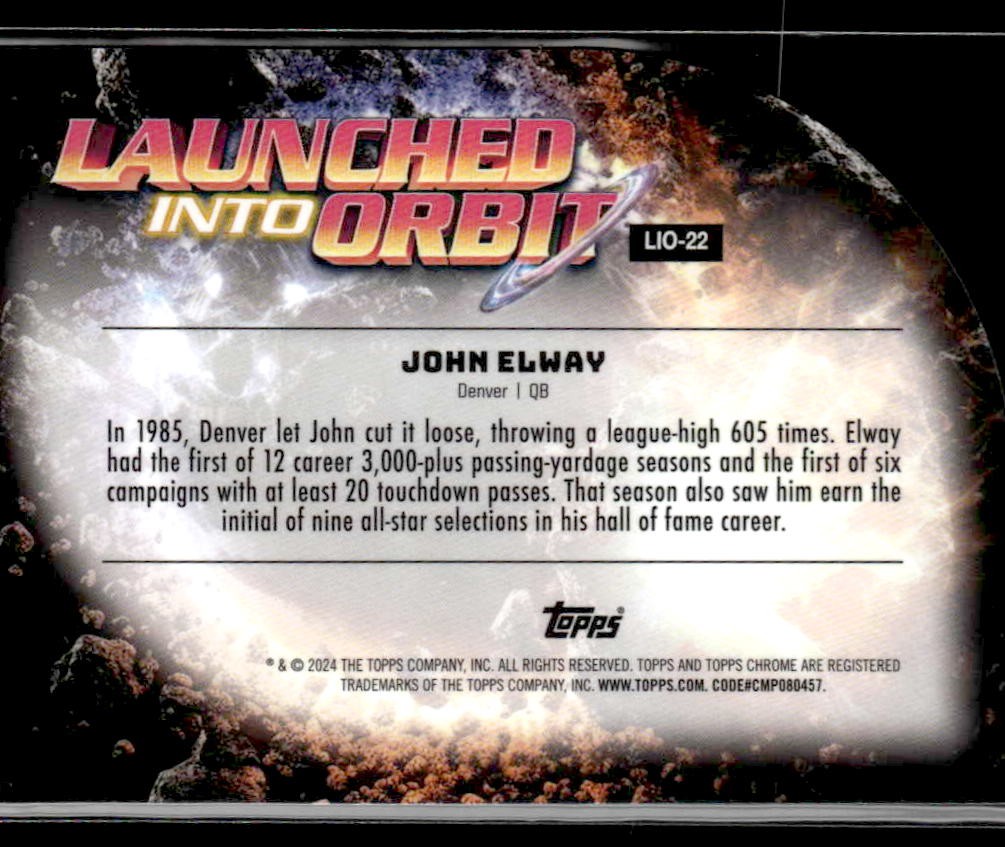 2024 Topps Chrome Cosmic #LIO-22 John Elway Launched Into Orbit