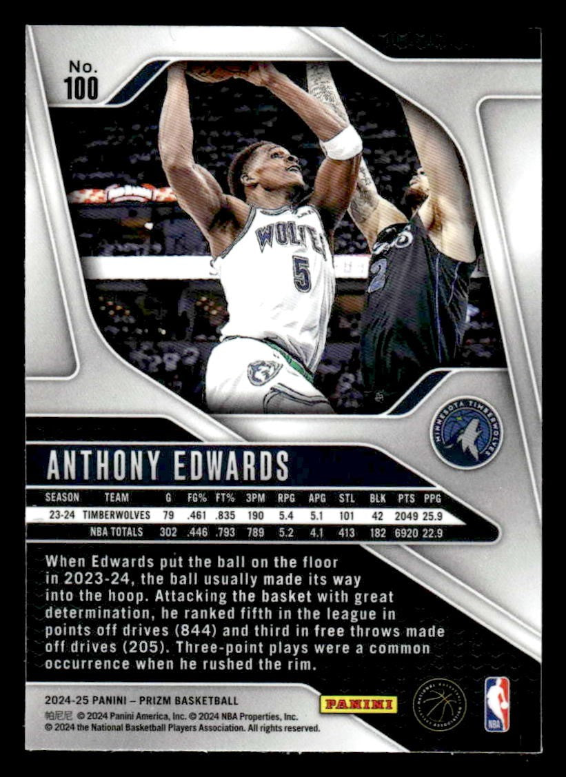 2024-25 Panini Prizm #100 Anthony Edwards