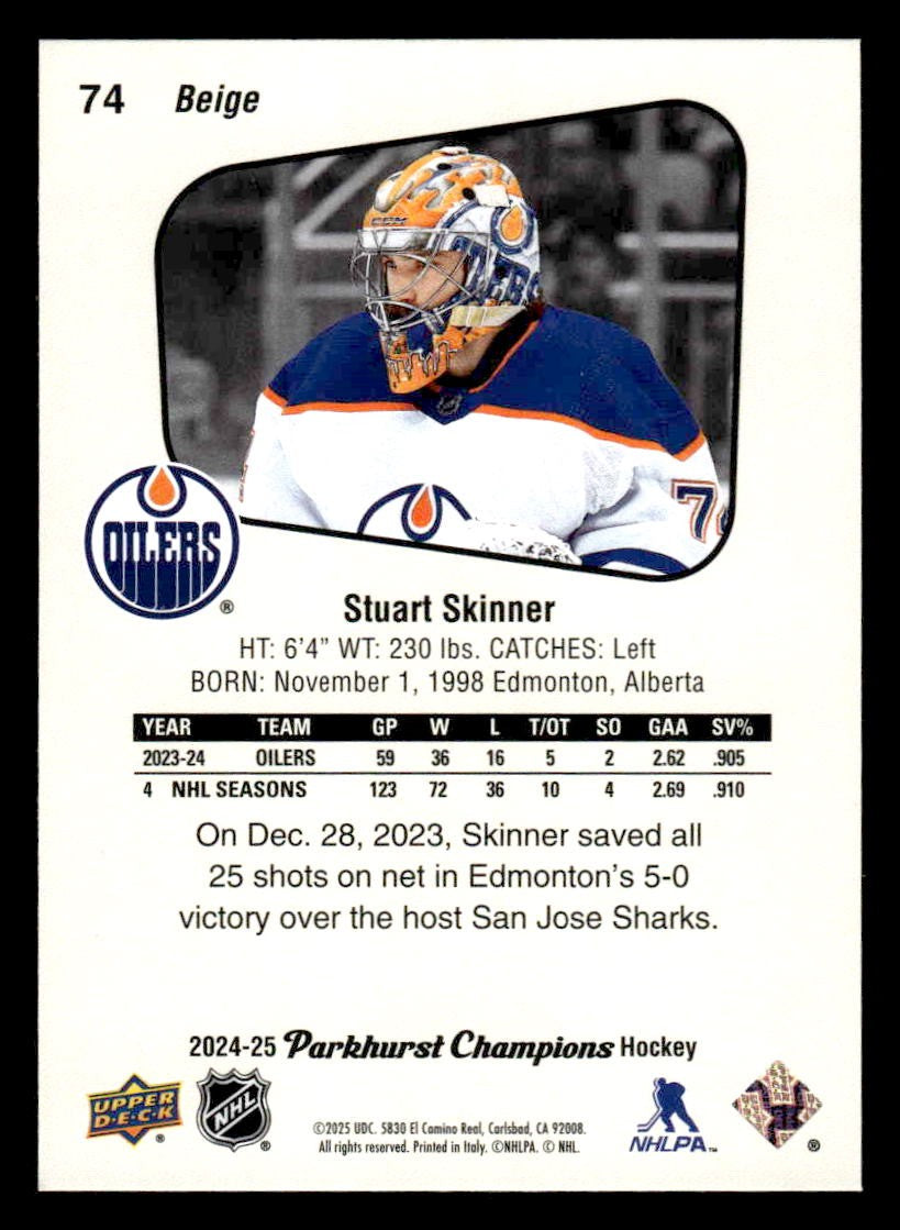 2024-25 Parkhurst Champions #74 Stuart Skinner