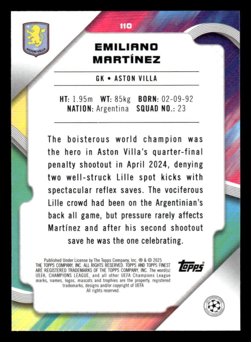 2024-25 Topps Finest UEFA Club Comp #110 Emiliano Martinez