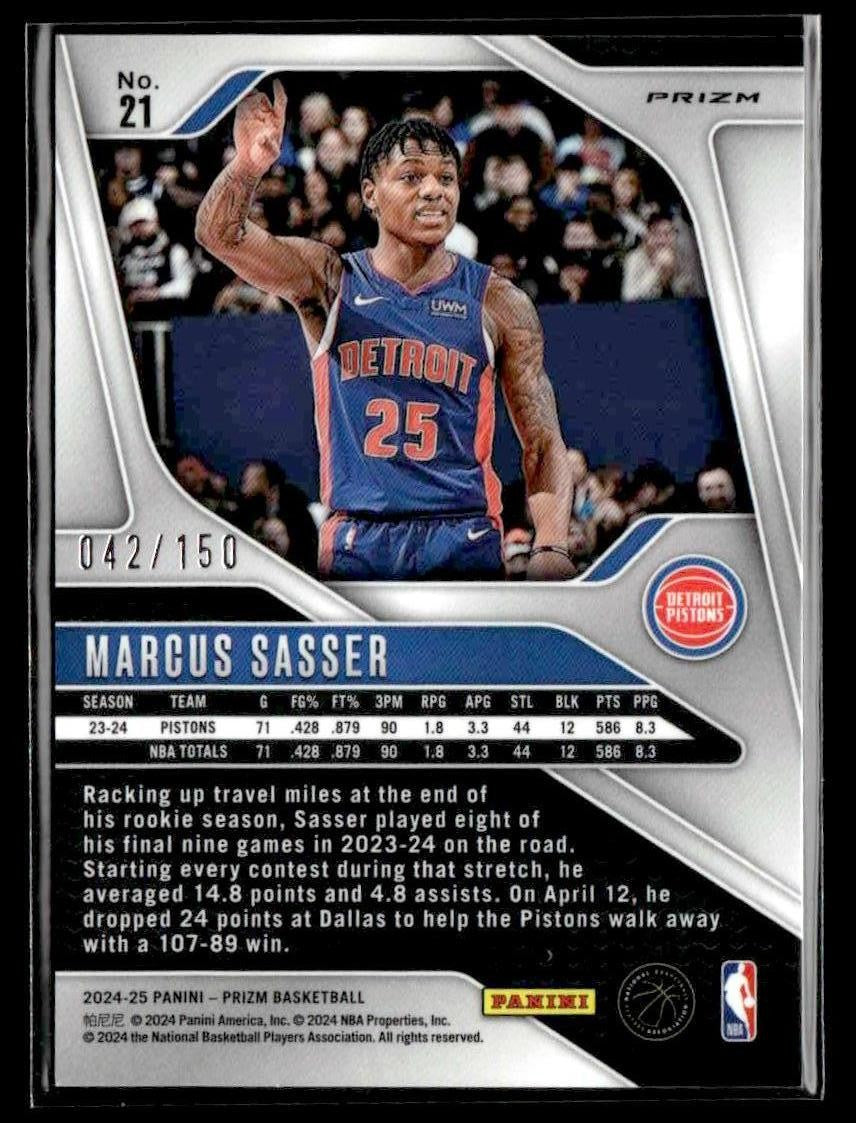 2024-25 Panini Prizm #21 Marcus Sasser Prizms Fast Break Blue #/150