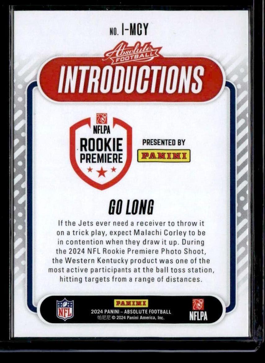 2024 Panini Absolute #I-MCY Malachi Corley Introductions