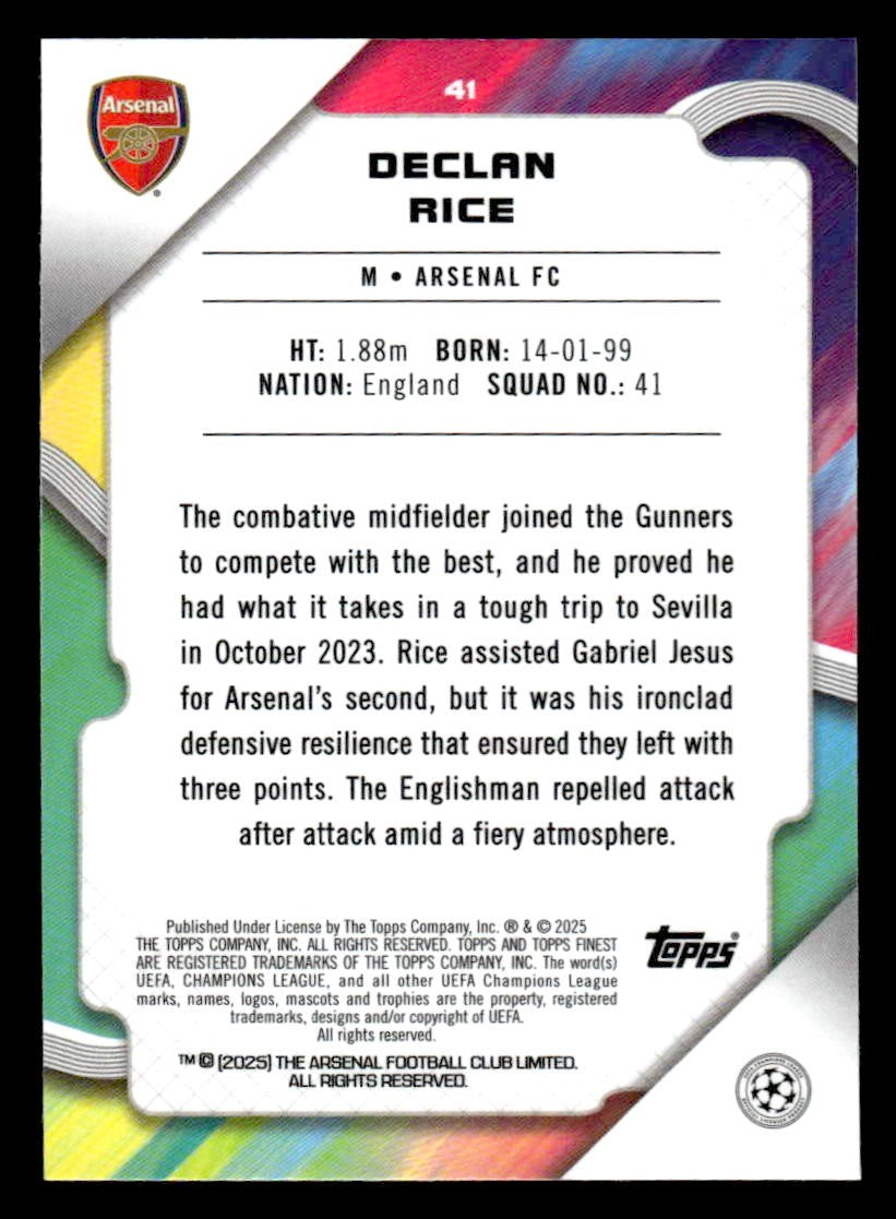 2024-25 Topps Finest UEFA Club Comp #41 Declan Rice