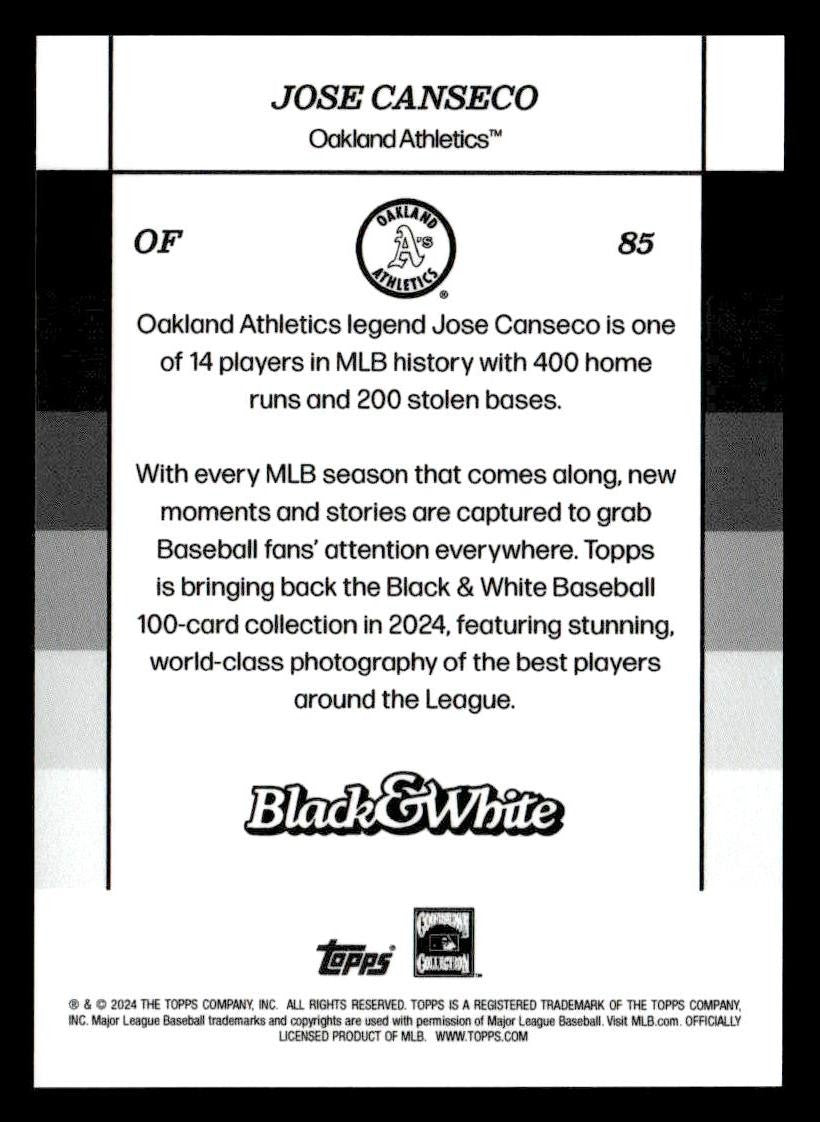 2024 Topps Black & White #85 Jose Canseco