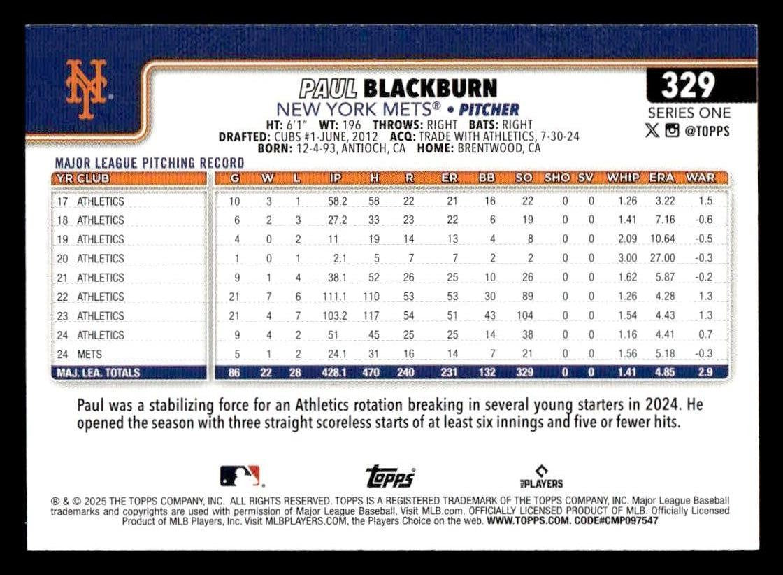 2025 Topps #329 Paul Blackburn