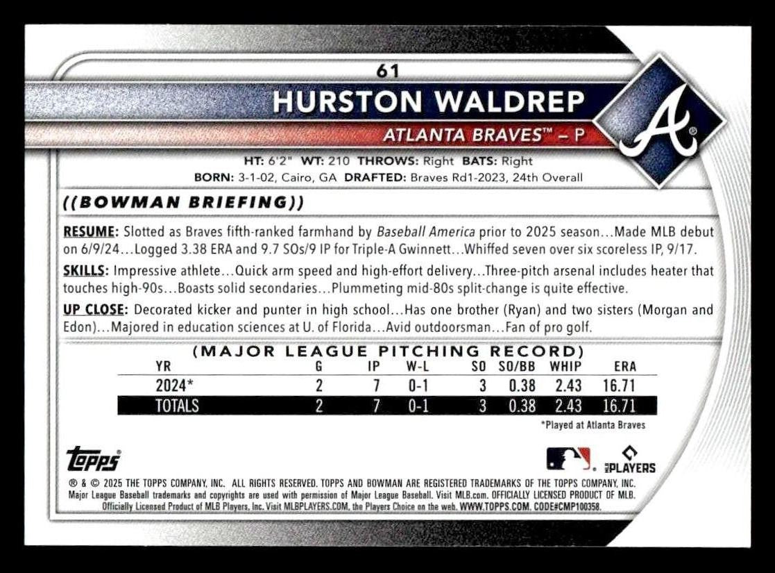 2025 Bowman #61 Hurston Waldrep