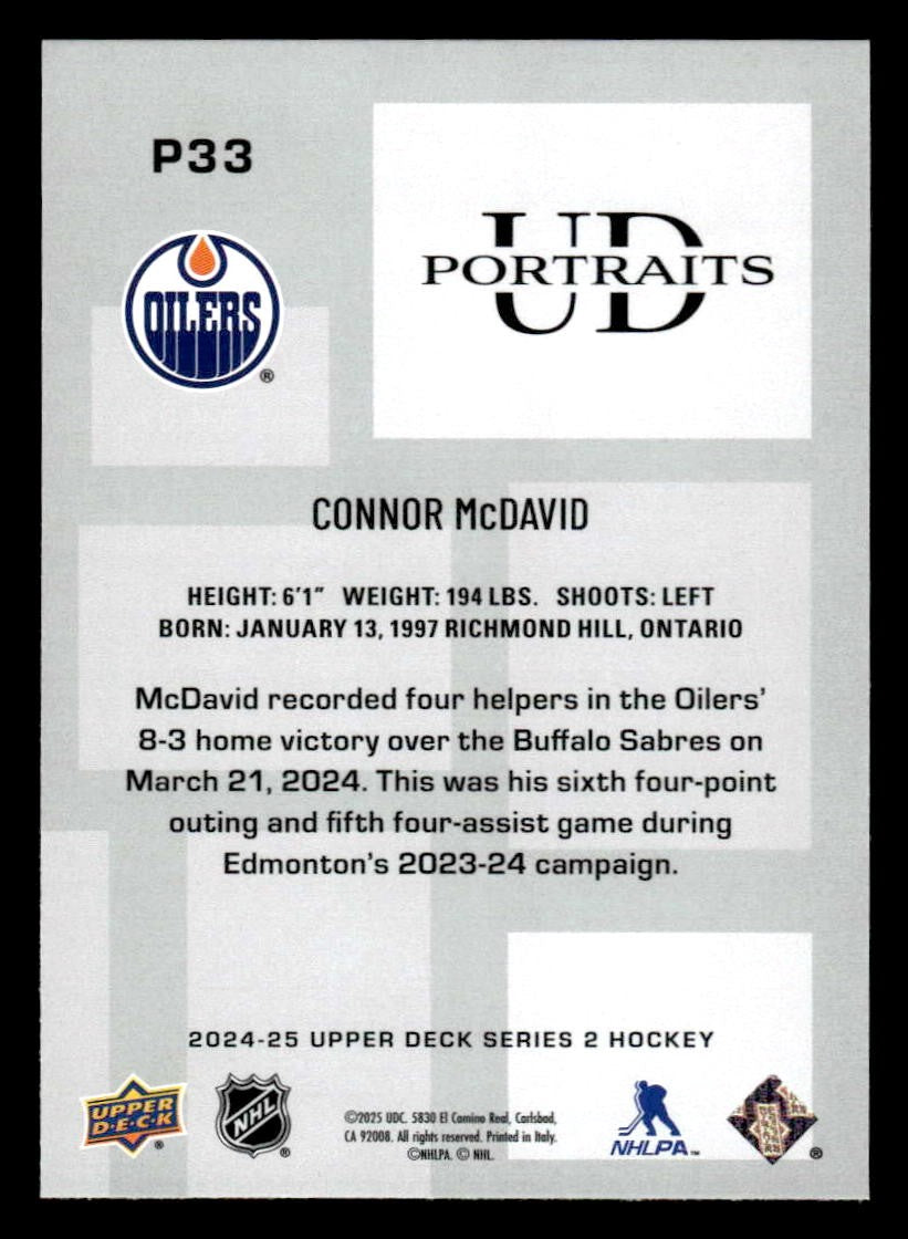 2024-25 Upper Deck #P-33 Connor McDavid UD Portraits
