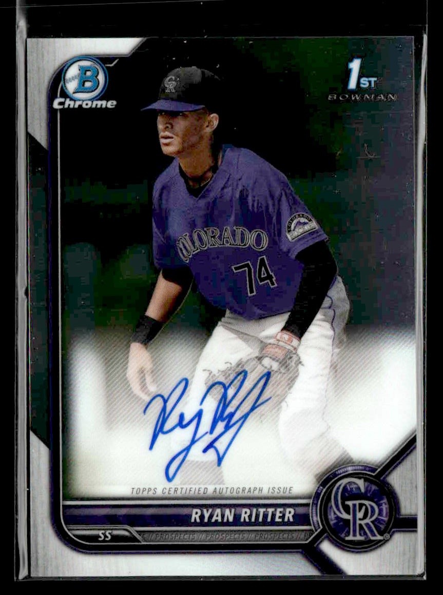 2022 Bowman Draft #CDA-RR Ryan Ritter Chrome Draft Pick Autographs