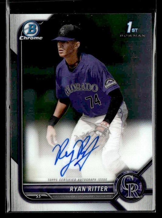 2022 Bowman Draft #CDA-RR Ryan Ritter Chrome Draft Pick Autographs