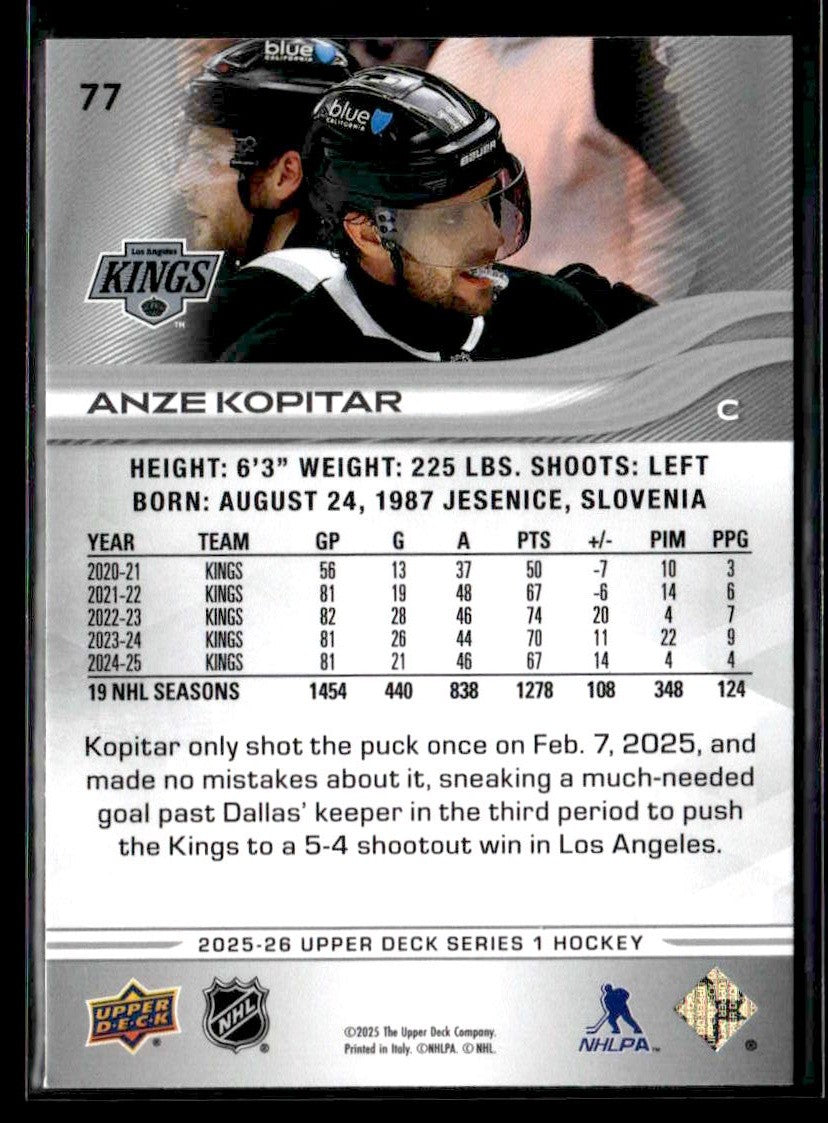 2025-26 Upper Deck #77 Anze Kopitar