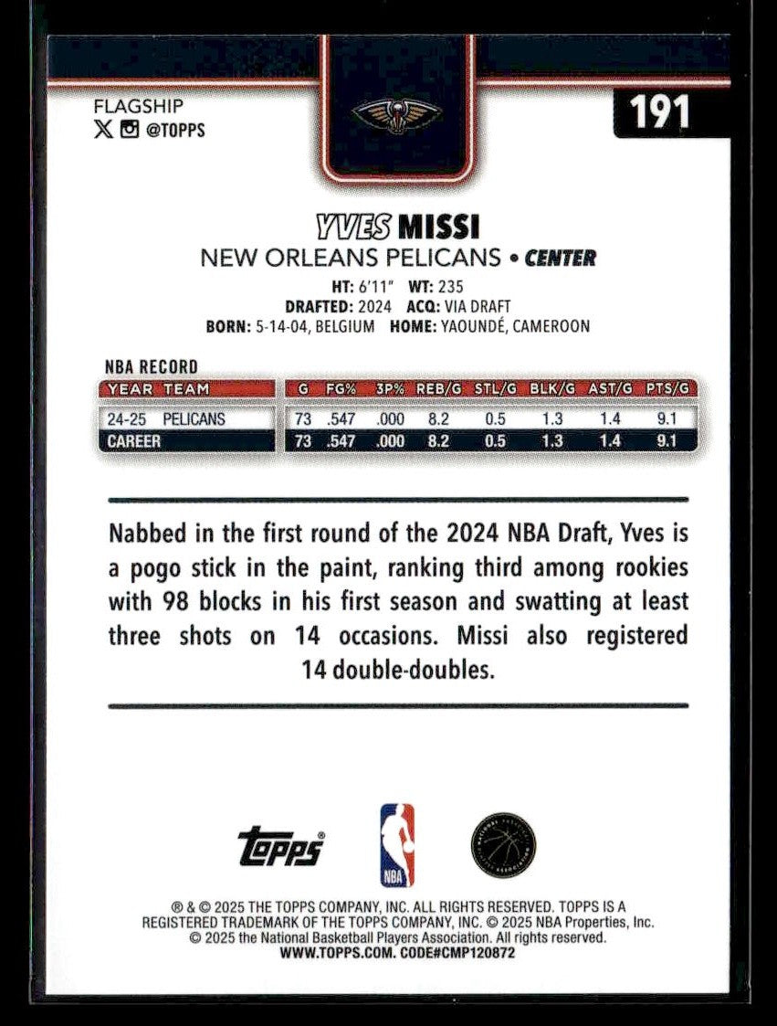 2025-26 Topps #191 Yves Missi