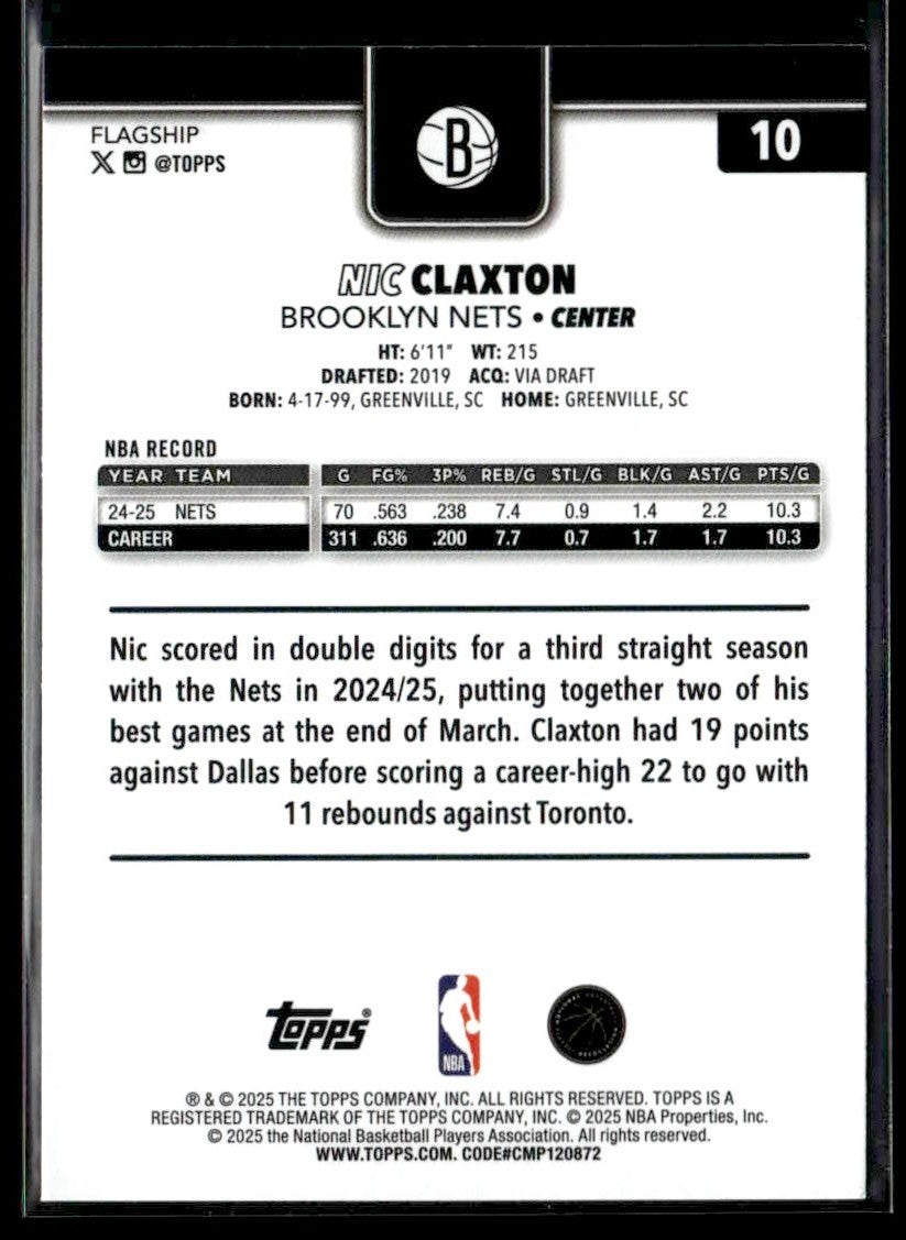 2025-26 Topps #10 Nic Claxton