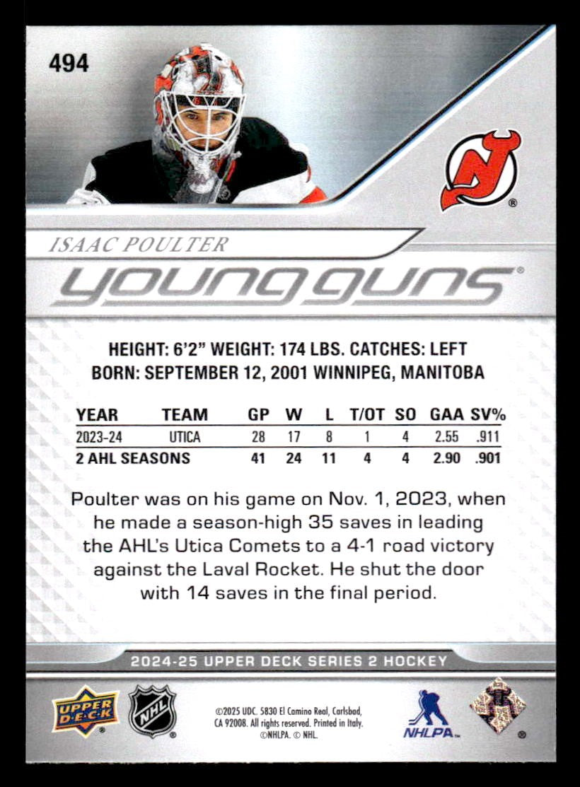 2024-25 Upper Deck #494 Isaac Poulter