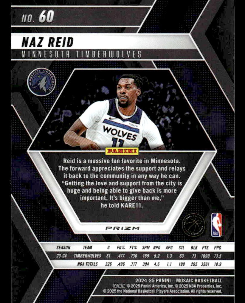 2024-25 Panini Mosaic #60 Naz Reid Premium
