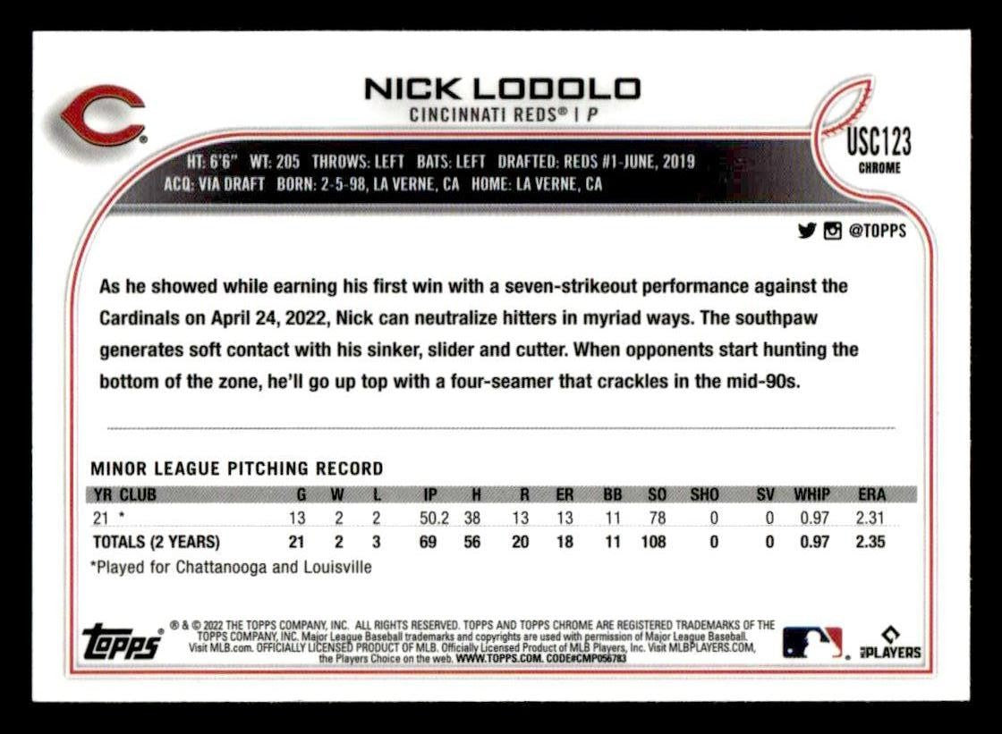 2022 Topps Chrome Update #USC123 Nick Lodolo