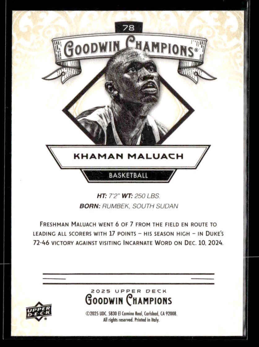 2025 Upper Deck Goodwin Champions #78 Khaman Maluach