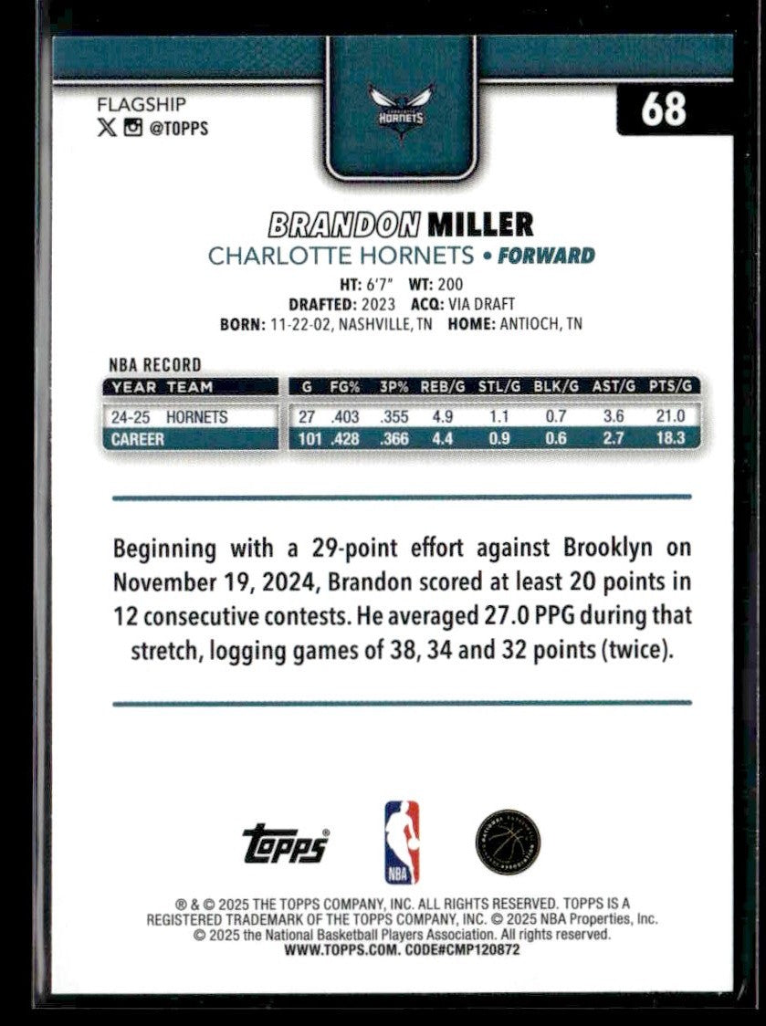 2025-26 Topps #68 Brandon Miller