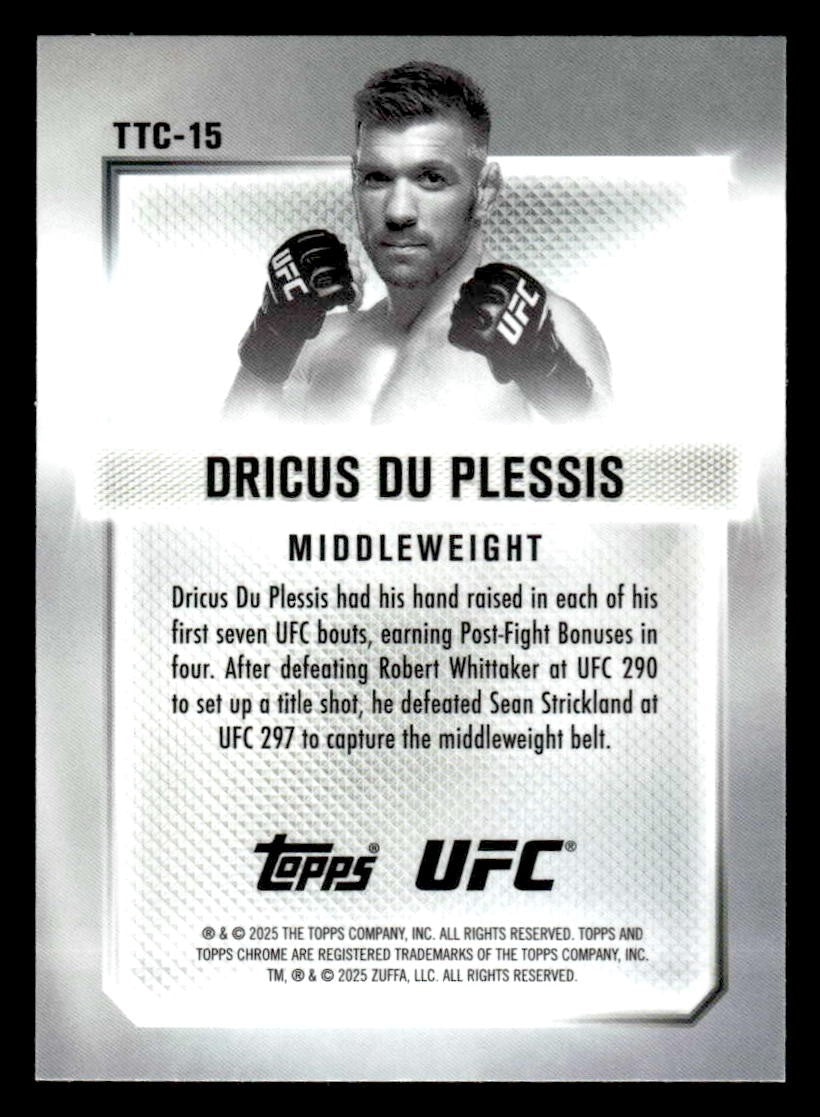 2025 Topps Chrome UFC #TTC-15 Dricus Du Plessis Top of the Class