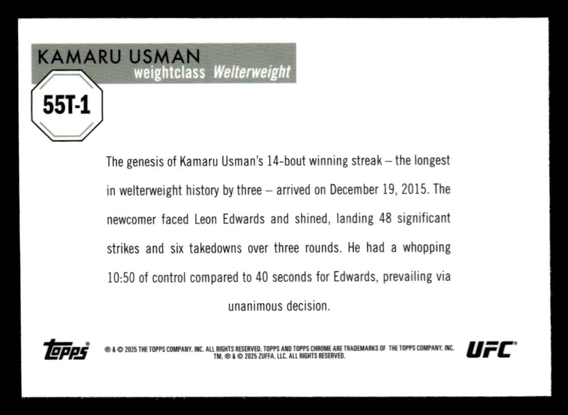 2025 Topps Chrome UFC #55T-1 Kamaru Usman