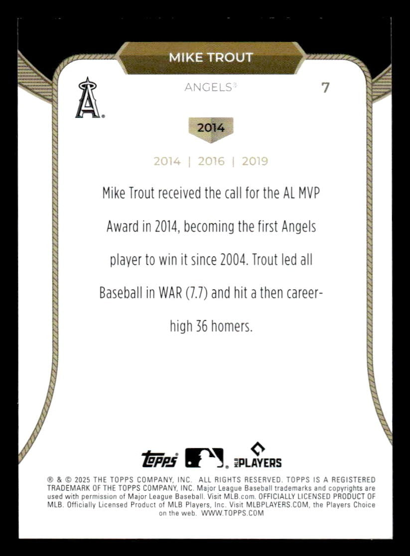 2025 Topps Welcome to the Club: 3 Times MVP #7 Mike Trout
