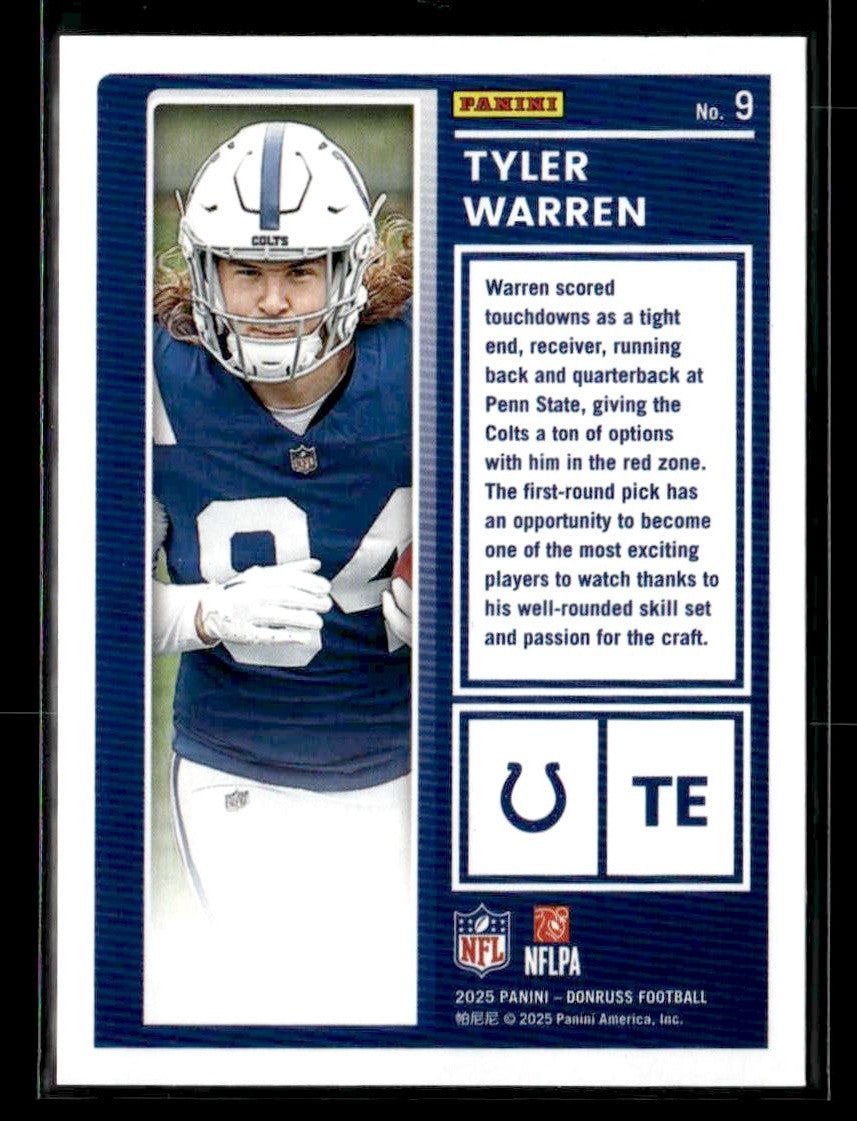 2025 Donruss #9 Tyler Warren The Rookies