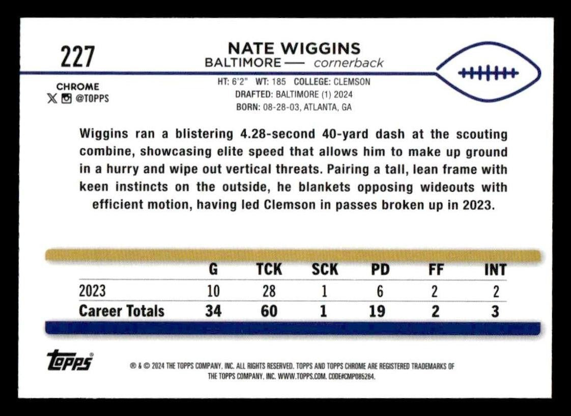 2024 Topps Chrome #227 Nate Wiggins