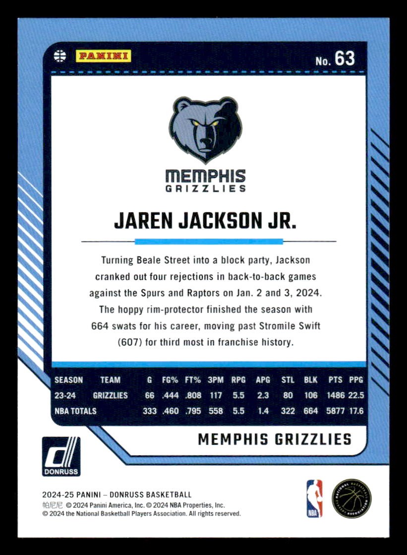 2024-25 Donruss #63 Jaren Jackson Jr.