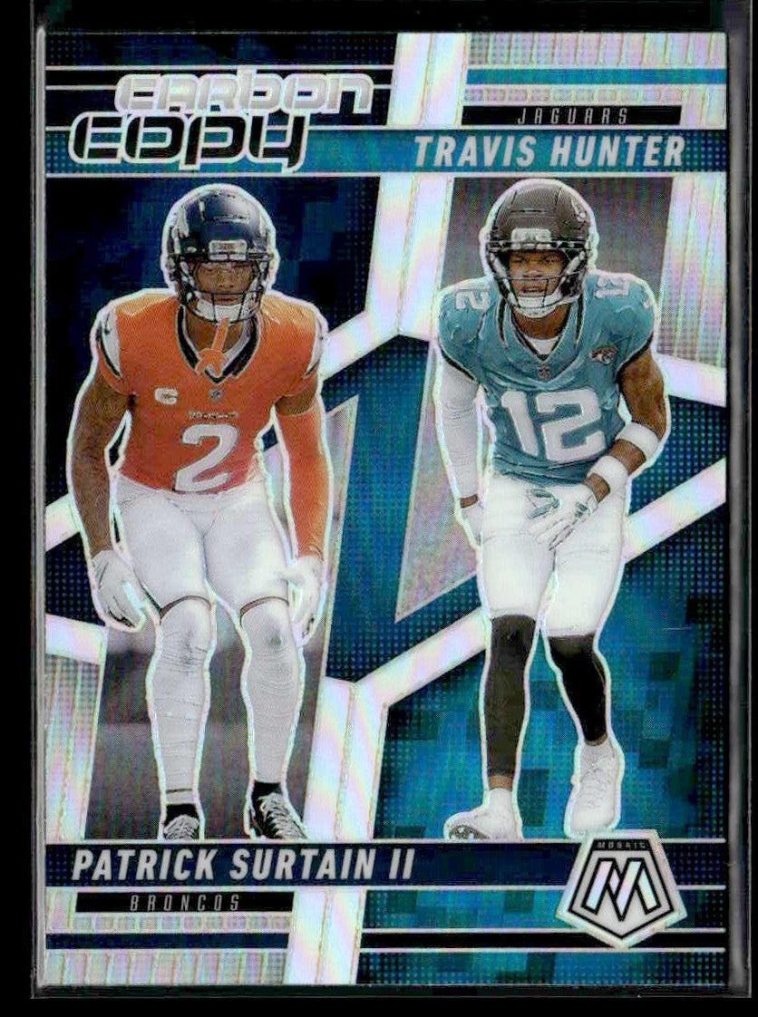 2025 Panini Mosaic #1 Patrick Surtain II/Travis Hunter Carbon Copy Silver