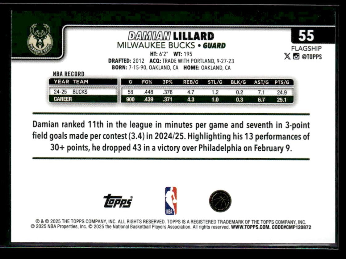 2025-26 Topps #55 Damian Lillard
