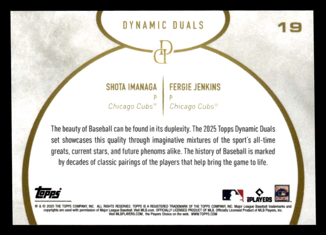 2025 Topps Dynamic Duals #19 Shota Imanaga / Fergie Jenkins
