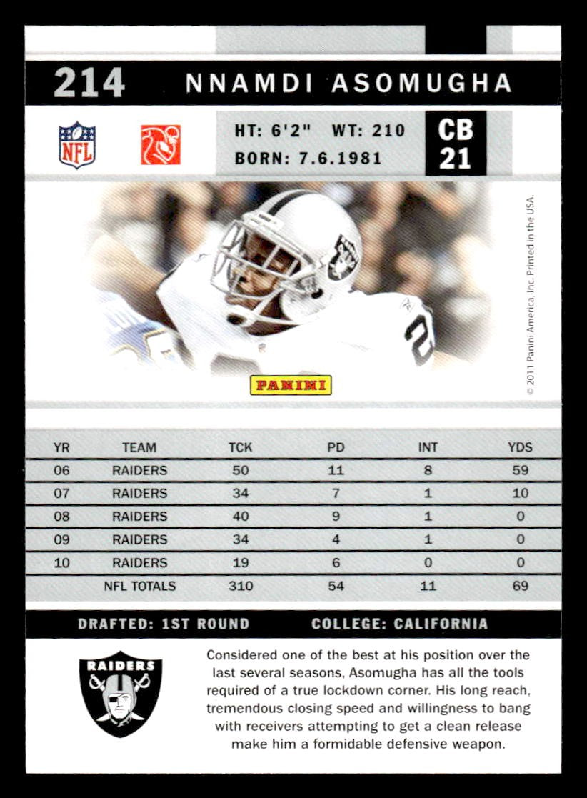 2011 Score #214 Nnamdi Asomugha