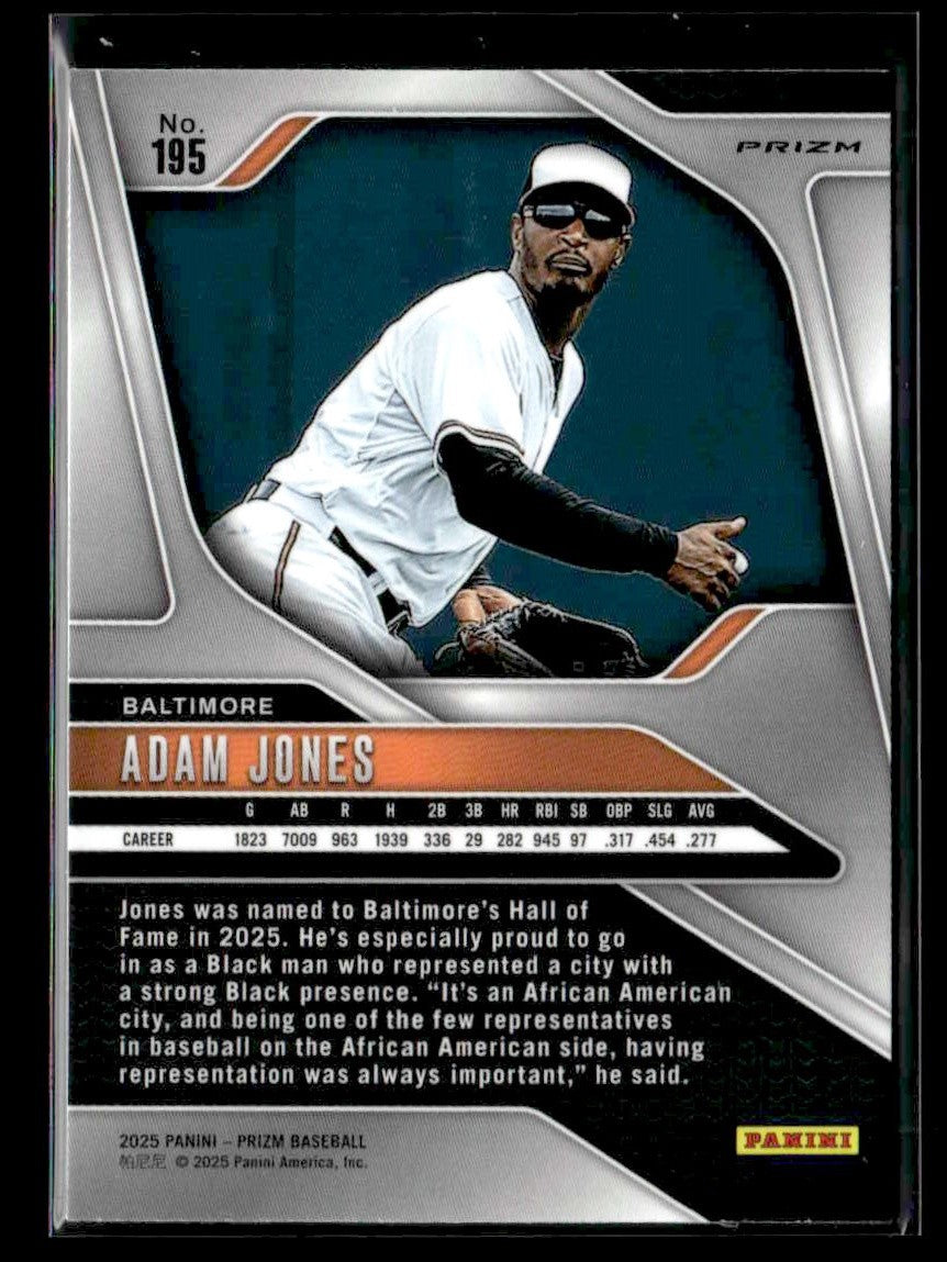 2025 Panini Prizm #195 Adam Jones Silver Prizm