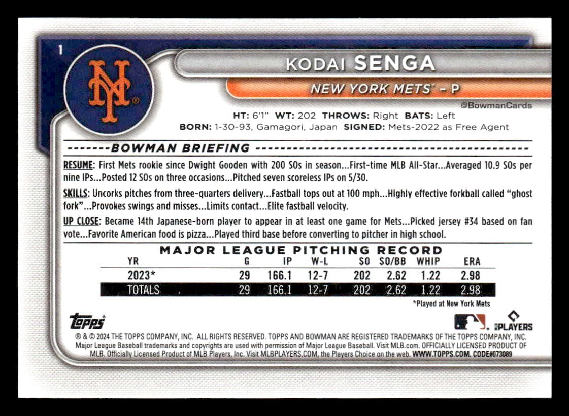 2024 Bowman #1 Kodai Senga