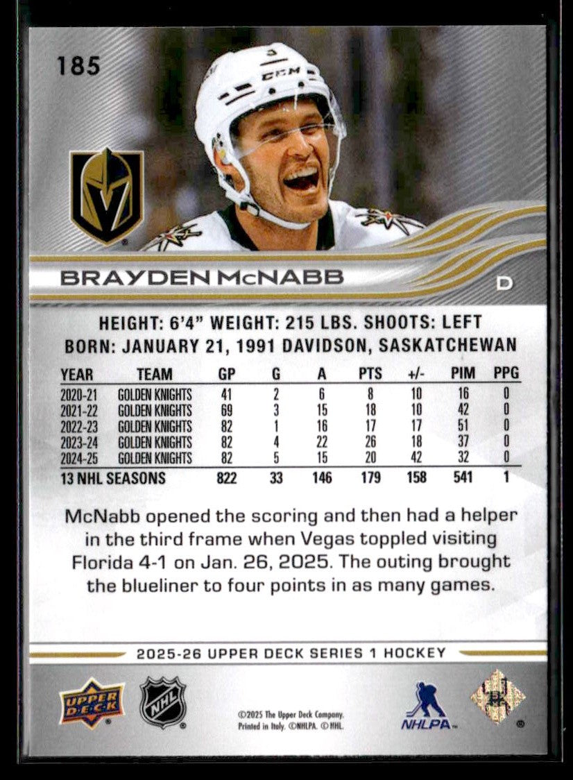 2025-26 Upper Deck #185 Brayden McNabb
