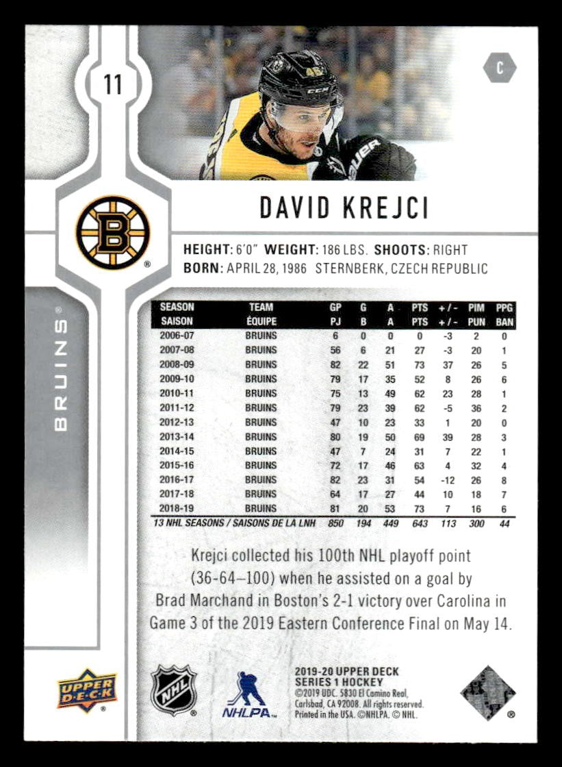 2019-20 Upper Deck #11 David Krejci