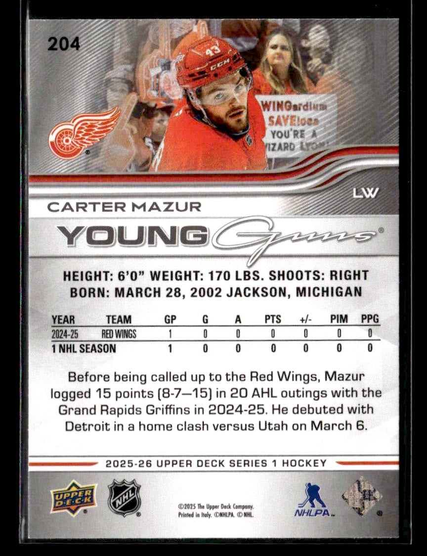 2025-26 Upper Deck #204 Carter Mazur
